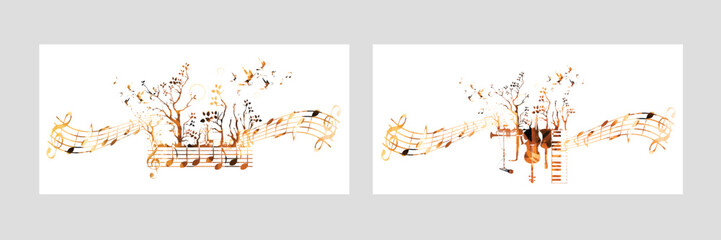 Music background with colorful music notes vector illustration design