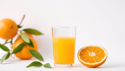 Glass of Orange Juice Isolated on White Background