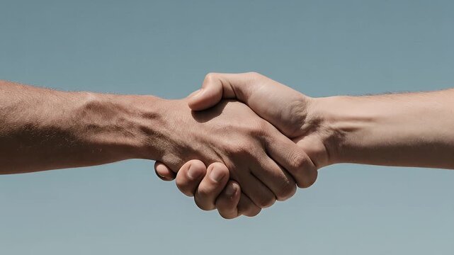 Hands Engaging in Firm Handshake Symbolizing Partnership, Agreement, Unity, and Trust in Business Environment and Professional Relationship