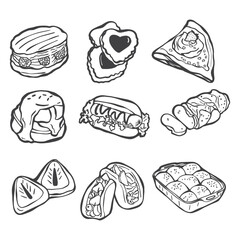 set of pastry bread