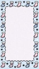 Festive Christmas Doodle Frame Featuring Simple Icons of Stockings and Decorative Elements for Holiday Greetings and Wishes