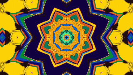 Psychedelic Spiral Kaleidoscope, Vibrant Symmetrical Pattern