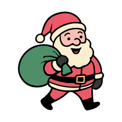 Santa claus vector Christmas illustrations. Cute Santa Claus handrawn simple vector on white background
