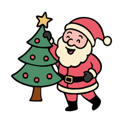 Santa claus vector Christmas illustrations. Cute Santa Claus handrawn simple vector on white background