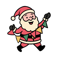 Santa claus vector Christmas illustrations. Cute Santa Claus handrawn simple vector on white background