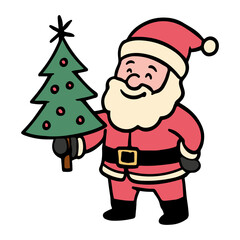 Santa claus vector Christmas illustrations. Cute Santa Claus handrawn simple vector on white background