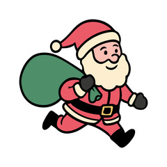 Santa claus vector Christmas illustrations. Cute Santa Claus handrawn simple vector on white background