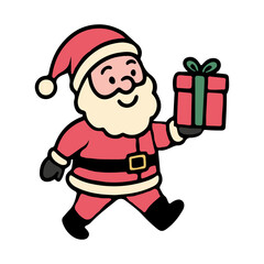 Santa claus vector Christmas illustrations. Cute Santa Claus handrawn simple vector on white background