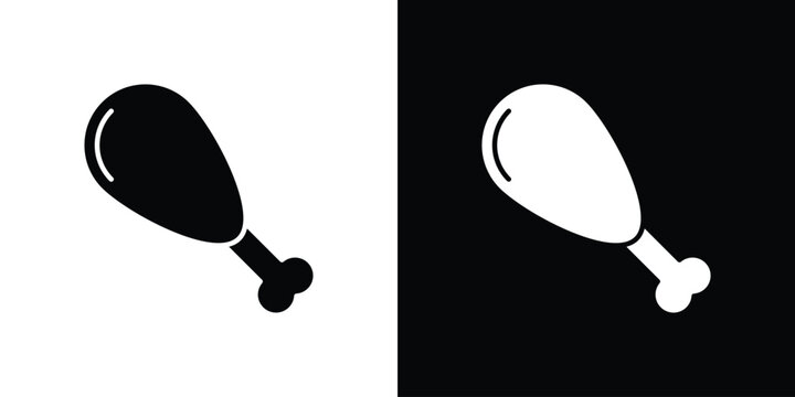 Chicken leg icon, A flat minimalist vector illustration