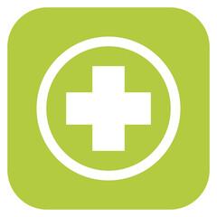 Obraz premium A green square with rounded corners containing a white plus sign in a circle. PNG