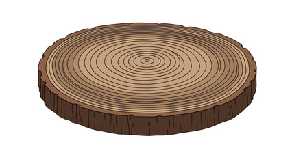 Illustration of a tree stump with visible growth rings, showcasing the age and life cycle of the tree.