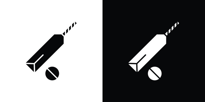 Cricket bat and ball icon, A flat minimalist vector illustration