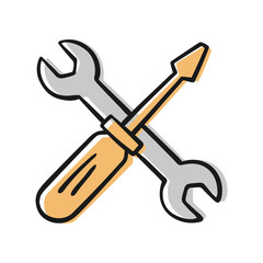 Tool Icon. Wrench and Screwdriver Icon.