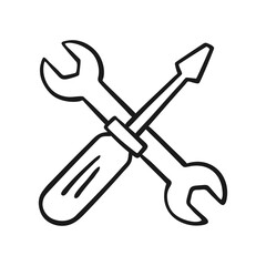 Tool Icon. Wrench and Screwdriver Tools Icon.