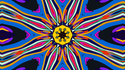 Psychedelic Kaleidoscope Mandala, Indian and Tibetan Festival Visual