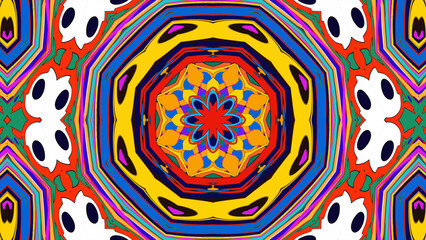 Psychedelic Kaleidoscope Mandala, Indian and Tibetan Festival Visual