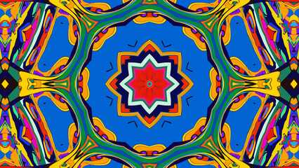 Psychedelic Spiral Kaleidoscope, Vibrant Symmetrical Pattern