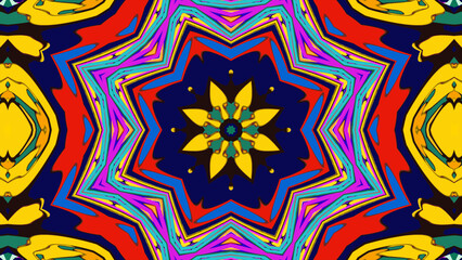 Psychedelic Spiral Kaleidoscope, Vibrant Symmetrical Pattern