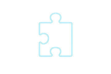 Obraz premium Puzzle piece neon light glowing icon on transparent background representing connection and finding solutions