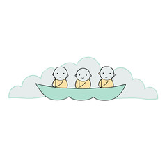 vector illustration of a boat with clouds