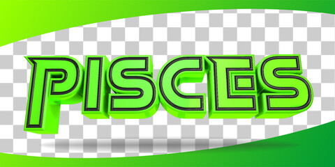 green 3d render zodiac pisces isolated