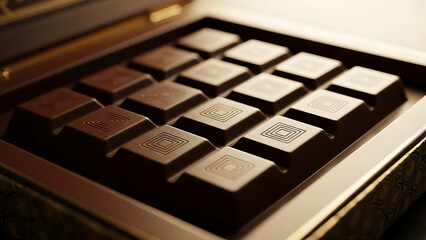 Close up of a vintage calculator keypad with square buttons