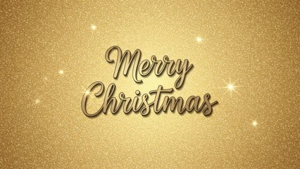 Elegant Gold Glitter "Merry Christmas" Text on Sparkling Background