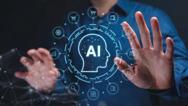 Innovative AI technology empowers business growth, a visual representation of artificial intelligence transforming industries, data-driven solutions for the future