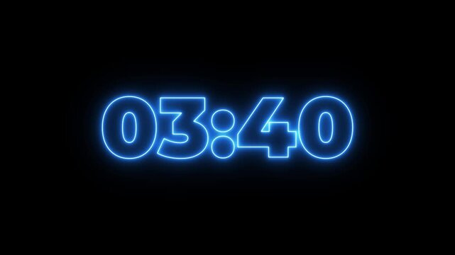 4 minutes Digital countdown 60 seconds. four minute countdown timer animation on transparent background un black background