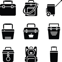Cooler Bag and Luggage Icons vector illustration
