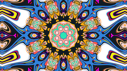 Psychedelic Spiral Kaleidoscope, Vibrant Symmetrical Pattern