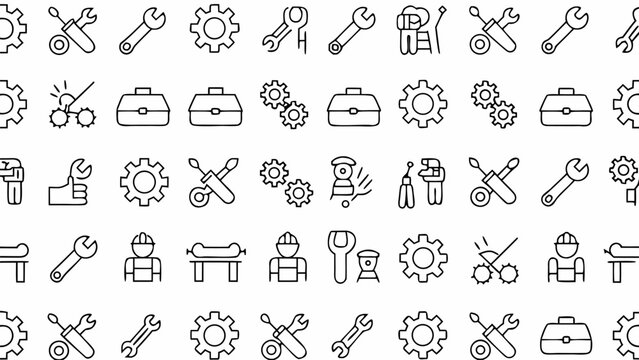 Handyman essentials seamless pattern for professional repair services or modern industry worker toolbox icons - Powered by Adobe