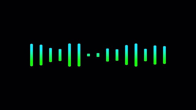 lines audio wave visualisation with transparent background, audio sound waveform spectrum animation, line digital minimalist sound wave animation with alpha channel.	