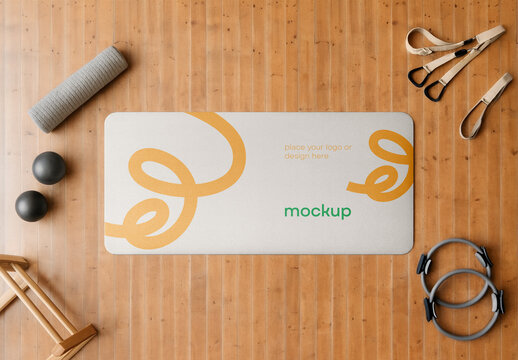Yoga Mat Mockup &ndash; Top View Fitness Studio Template