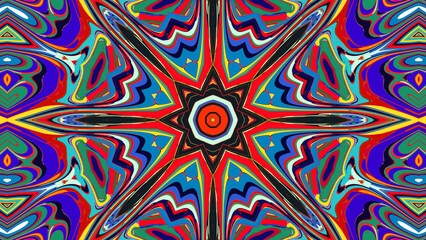 Psychedelic Spiral Kaleidoscope, Vibrant Symmetrical Pattern