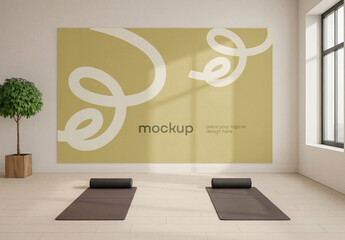 Yoga Studio Wall Mockup Template &ndash; Bright Minimal Interior Display