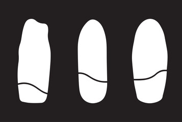 Minimalist vector graphic design featuring a set of three abstract, organic, stone-like silhouettes for modern conceptual art projects