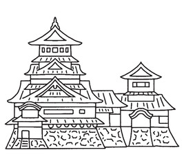 Obraz premium 熊本城の手描きイラスト