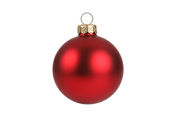 Red christmas ball isolated on transparent background, a festive decoration for the holidays