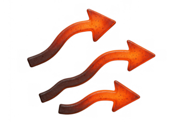 Wavy arrows pointing up and right, showing direction, progress, growth, and forward movement, transparent background