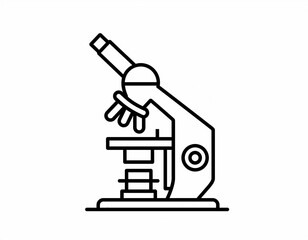 Microscope line art icon for science and research.