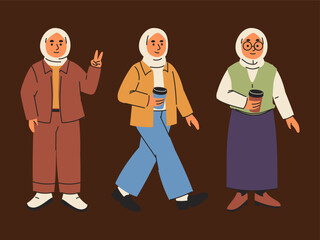 Diverse Group Of Modern Muslim Women Sporting Stylish Hijabs And Contemporary Outfits