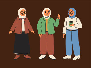 Diverse Group Of Young Muslim Women Dressed In Modest Fashion And Hijabs Happy Lifestyle