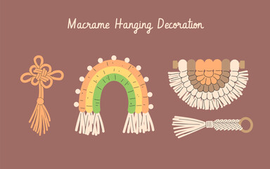 Charming Macrame Hanging Decorations Featuring Knots Rainbow and Fringe Elements for Home Decor