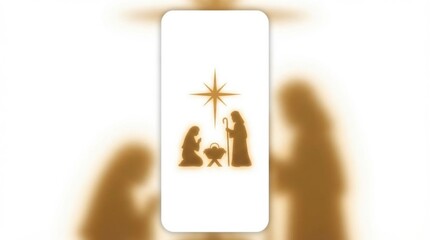 elegant phone wallpaper template for orthodox christmas illustration template featuring simple nativity silhouette with bright star on pure white background isolated for easy use
