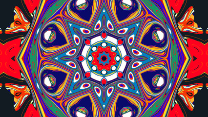 Psychedelic Spiral Kaleidoscope, Vibrant Symmetrical Pattern