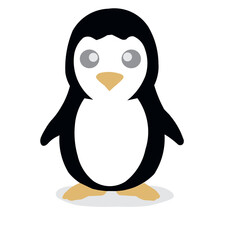 Cute cartoon penguin standing on ice