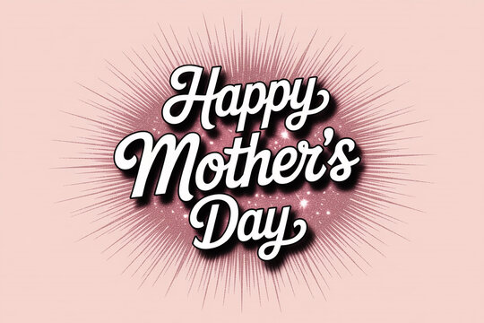 Delightful Happy Mother's Day greeting with radiant shimmer for heartfelt cards, social posts, and celebratory banners expressing love and appreciation on her special day