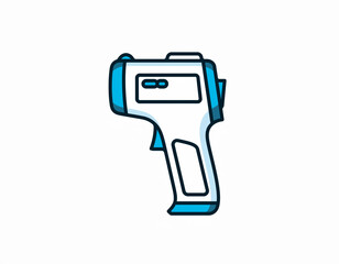 A simple vector illustration of a non-contact infrared thermometer gun on a white background.