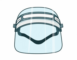 Illustration of a transparent face shield, designed to protect the face from potential hazards.